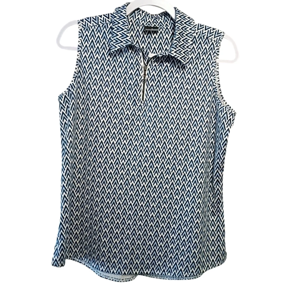 Belyn Key Keystone Skyline Sleeveless Polo Shirt Size Medium UPF 50 Golf